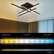 LED lustr s dálkovým ovládáním LINEX, 52W, 4 prvky, lineární, studené/teplé/neutrální světlo, stmívatelné, černé LED lustry s dálkovým ovládáním Výchozí název Alessandro Design