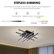LED lustr s dálkovým ovládáním LINEX, 108W, 8 prvků, studené/teplé/neutrální světlo, stmívatelné, černé LED lustry s dálkovým ovládáním Výchozí název Alessandro Design