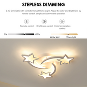 LED lustr s dálkovým ovládáním IPOMOEA 51W, 3 hvězdičky, Studené/Teplé/Neutrální světlo, Stmívatelné, Bílý LED lustr s dálkovým ovládáním Výchozí název Alessandro Design