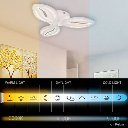 LED lustr s dálkovým ovládáním ORCHID 40W, 3 okvětní lístky, studené/teplé/neutrální světlo, stmívatelné, bílý LED lustr s dálkovým ovládáním Výchozí název Alessandro Design