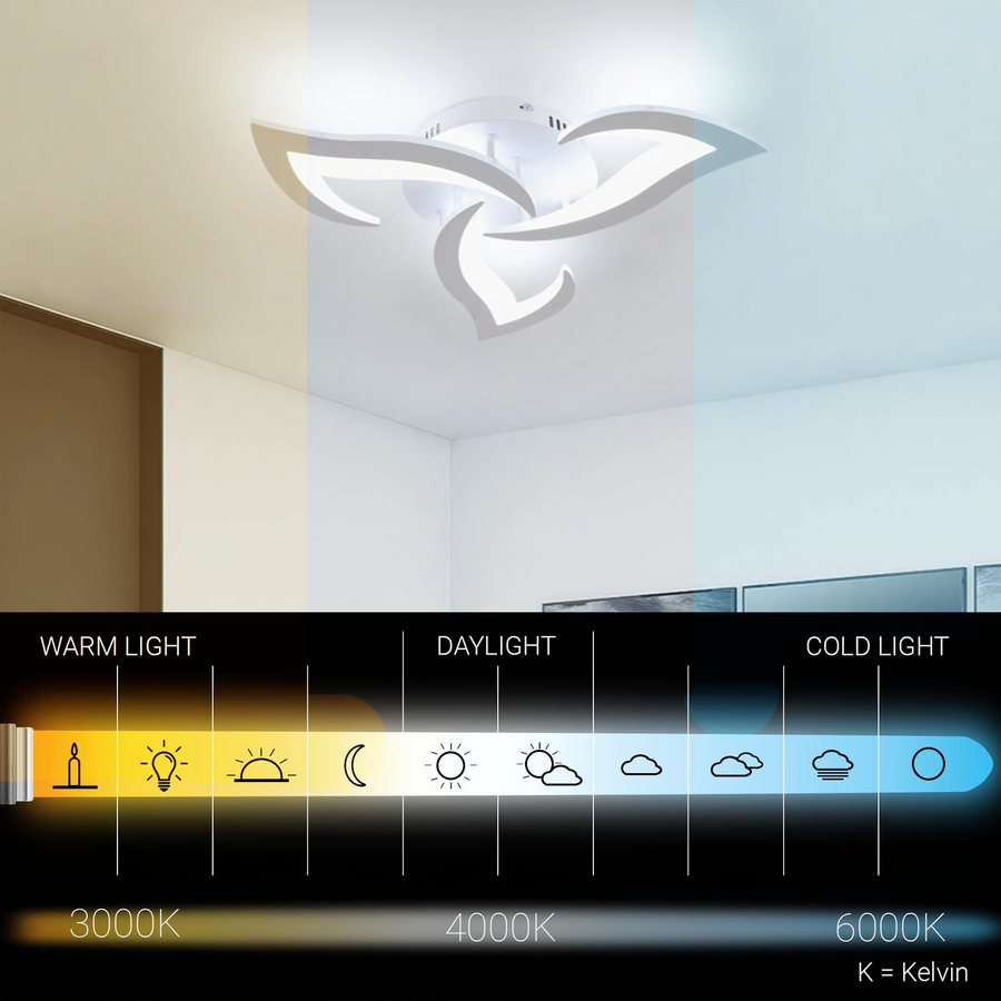 LED lustr s dálkovým ovládáním LOTUS 32W, 3 okvětní lístky, studené/teplé/neutrální světlo, stmívatelné, bílý LED lustr s dálkovým ovládáním Výchozí název Alessandro Design