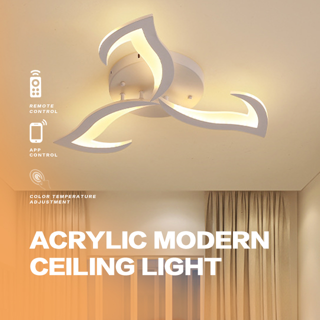 LED lustr s dálkovým ovládáním LOTUS 32W, 3 okvětní lístky, studené/teplé/neutrální světlo, stmívatelné, bílý LED lustr s dálkovým ovládáním Výchozí název Alessandro Design