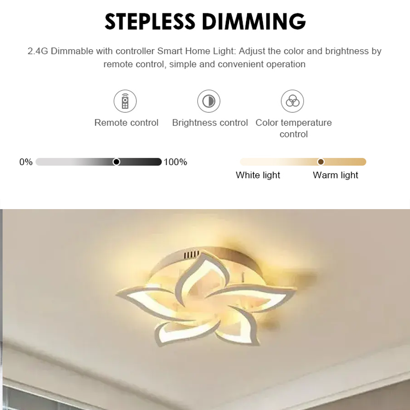 LED lustr s dálkovým ovládáním LOTUS 54W, 5 okvětních lístků, studené/teplé/neutrální světlo, stmívatelné, bílý LED lustr s dálkovým ovládáním Výchozí název Alessandro Design