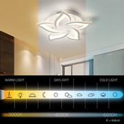 LED lustr s dálkovým ovládáním LOTUS 54W, 5 okvětních lístků, studené/teplé/neutrální světlo, stmívatelné, bílý LED lustr s dálkovým ovládáním Výchozí název Alessandro Design
