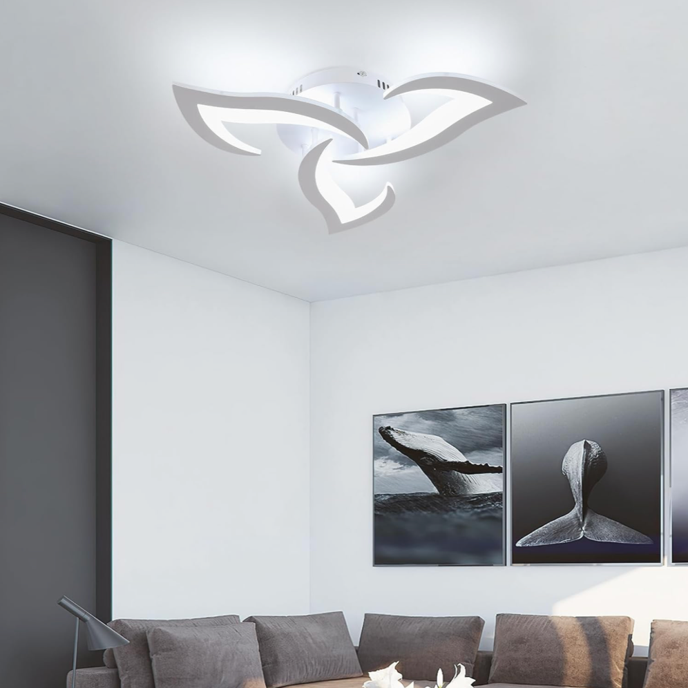 LED lustr s dálkovým ovládáním LOTUS 32W, 3 okvětní lístky, studené/teplé/neutrální světlo, stmívatelné, bílý LED lustr s dálkovým ovládáním Výchozí název Alessandro Design