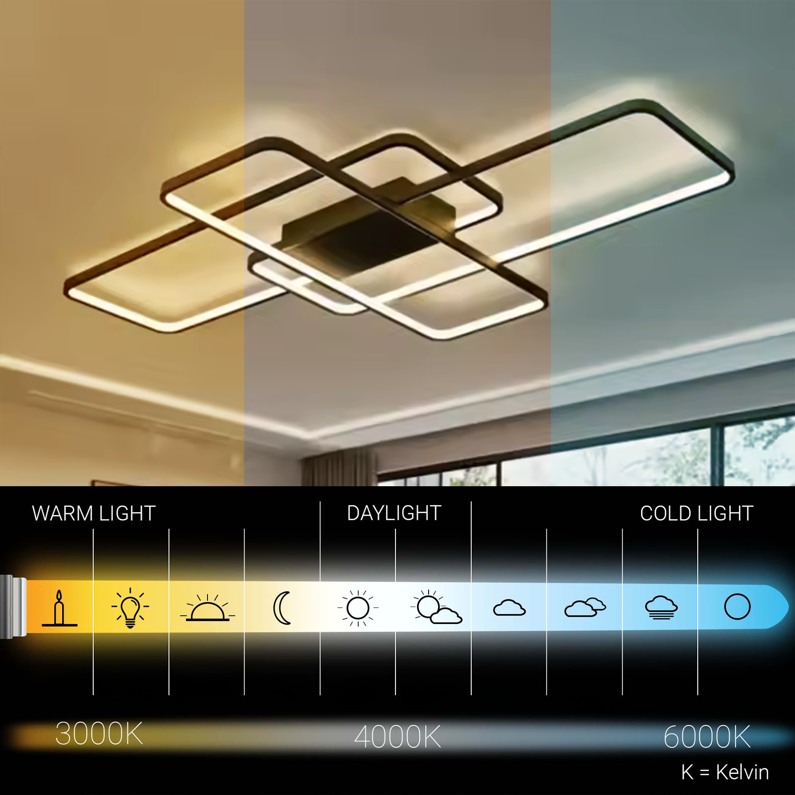 IANUSIS LED lustr s dálkovým ovládáním 95W, 3 prvky, studené/teplé/neutrální světlo, stmívatelné, černé LED lustry s dálkovým ovládáním Výchozí název Alessandro Design