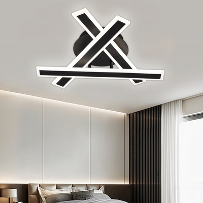 LED lustr s dálkovým ovládáním LT755/3BK, 62,2W, 40*5,5*10, IP20, Studené/Teplé/Neutrální světlo, Stmívatelné, Černá, Žehlička, Plexisklo