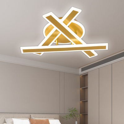 LED lustr s dálkovým ovládáním LT755/3GD, 62,2W, 40*5,5*10, IP20, Studené/Teplé/Neutrální světlo, Stmívatelné, Zlato, Žehlička, Plexisklo