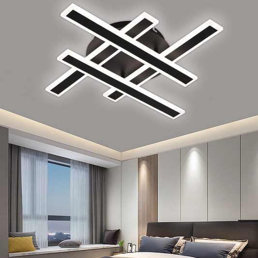 LED lustr s dálkovým ovládáním ZYRON Magno, 80W, 4 prvky, studené/teplé/neutrální světlo, stmívatelné, černá, kov, plexisklo LED lustry s dálkovým ovládáním Výchozí název Alessandro Design