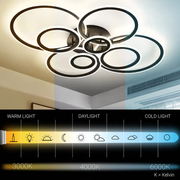 LED lustr s dálkovým ovládáním BETTY 127W, 8 kruhů, studené/teplé/neutrální světlo, stmívatelné, černé LED lustry s dálkovým ovládáním Výchozí název Alessandro Design