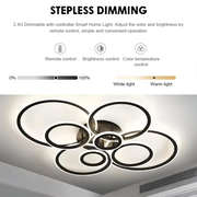 LED lustr s dálkovým ovládáním BETTY 127W, 8 kruhů, studené/teplé/neutrální světlo, stmívatelné, černé LED lustry s dálkovým ovládáním Výchozí název Alessandro Design