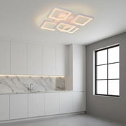 LED lustr s dálkovým ovládáním ZOE 70W, 5 čtverců, studené/teplé/neutrální světlo, stmívatelné, bílý LED lustr s dálkovým ovládáním Výchozí název Alessandro Design