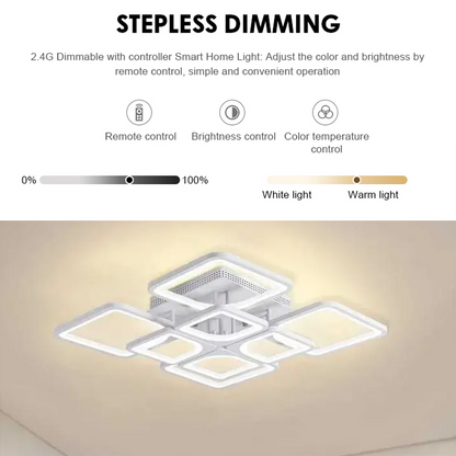 LED lustr s dálkovým ovládáním ZOE 138W, 8 čtverců, studené/teplé/neutrální světlo, stmívatelné, bílý LED lustr s dálkovým ovládáním Výchozí název Alessandro Design