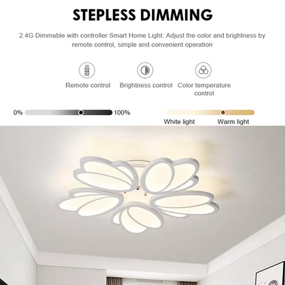 LED lustr s dálkovým ovládáním TULIP 81W, 5 okvětních lístků, studené/teplé/neutrální světlo, stmívatelné, bílý LED lustr s dálkovým ovládáním Výchozí název Alessandro Design