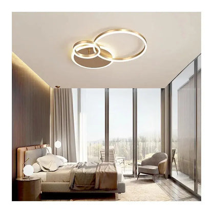 LED lustr s dálkovým ovládáním MYRENE 110W, 2 kruhy, studené/teplé/neutrální světlo, stmívatelné, zlaté LED lustry s dálkovým ovládáním Výchozí název Alessandro Design