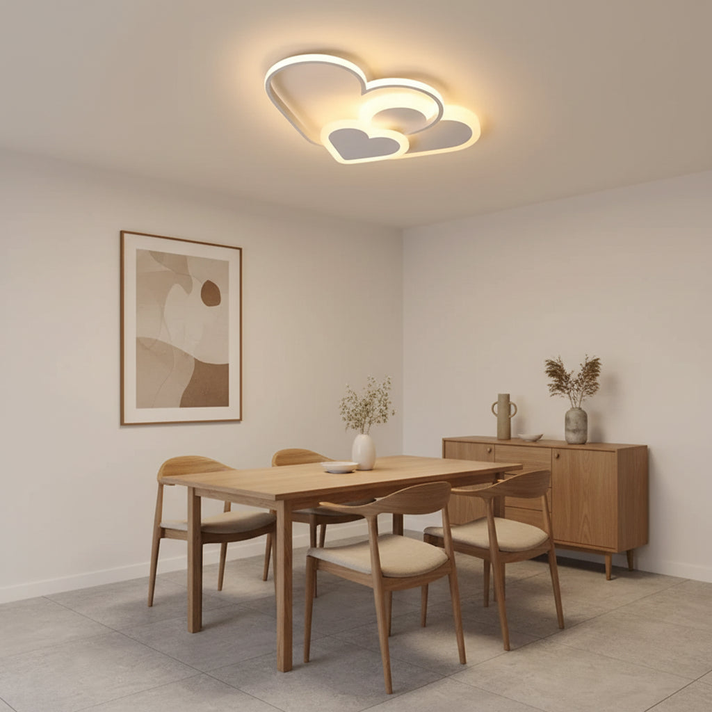 LED lustr s dálkovým ovládáním AMI 48W, 3 srdce, studené/teplé/neutrální světlo, stmívatelné, bílý LED lustr s dálkovým ovládáním Výchozí název Alessandro Design