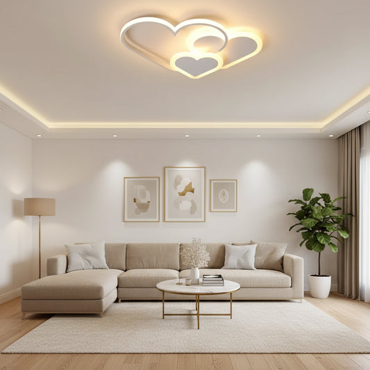 LED lustr s dálkovým ovládáním AMI 48W, 3 srdce, studené/teplé/neutrální světlo, stmívatelné, bílý LED lustr s dálkovým ovládáním Výchozí název Alessandro Design