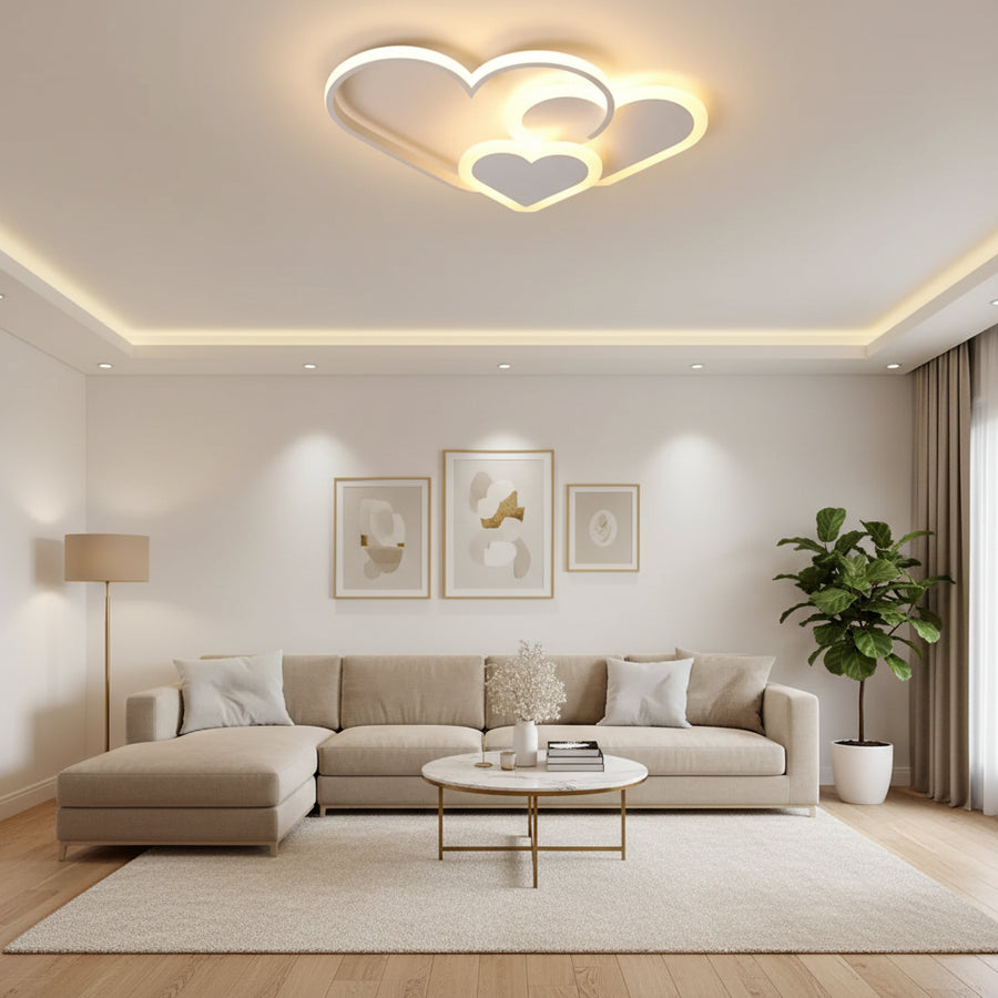 LED lustr s dálkovým ovládáním AMI 48W, 3 srdce, studené/teplé/neutrální světlo, stmívatelné, bílý LED lustr s dálkovým ovládáním Výchozí název Alessandro Design