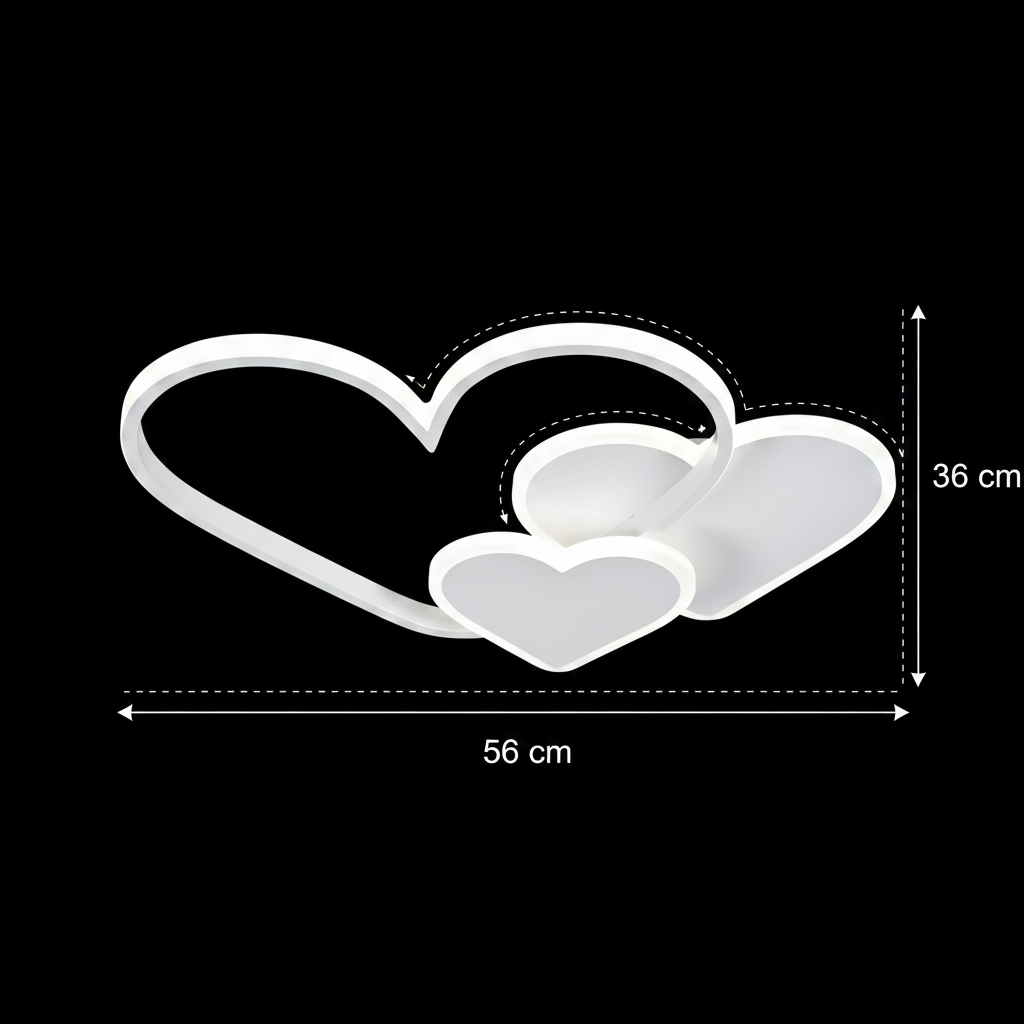 LED lustr s dálkovým ovládáním AMI 48W, 3 srdce, studené/teplé/neutrální světlo, stmívatelné, bílý LED lustr s dálkovým ovládáním Výchozí název Alessandro Design