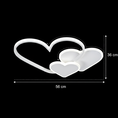 LED lustr s dálkovým ovládáním AMI 48W, 3 srdce, studené/teplé/neutrální světlo, stmívatelné, bílý LED lustr s dálkovým ovládáním Výchozí název Alessandro Design