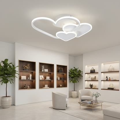 LED lustr s dálkovým ovládáním AMI 48W, 3 srdce, studené/teplé/neutrální světlo, stmívatelné, bílý LED lustr s dálkovým ovládáním Výchozí název Alessandro Design