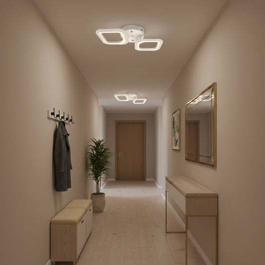 LED lustr ERIKA 27W, 2 čtverce, neutrální světlo, bílá