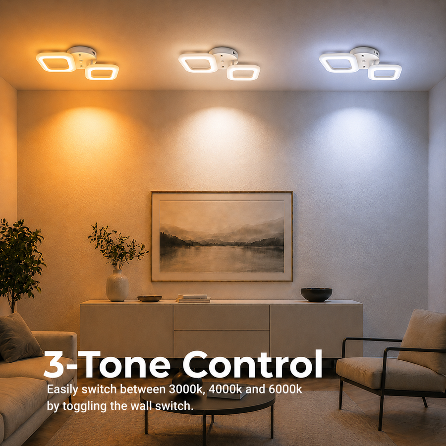 LED lustr ERIKA 27W, 2 čtverce, neutrální světlo, bílá