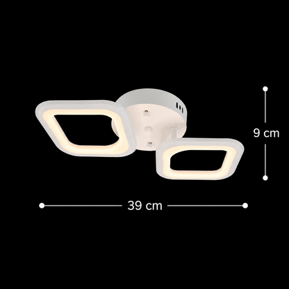 LED lustr ERIKA 27W, 2 čtverce, neutrální světlo, bílá