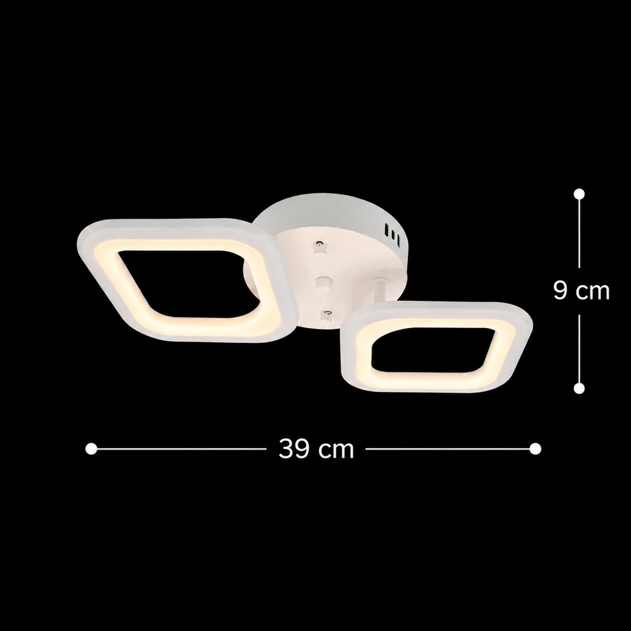 LED lustr ERIKA 27W, 2 čtverce, neutrální světlo, bílá