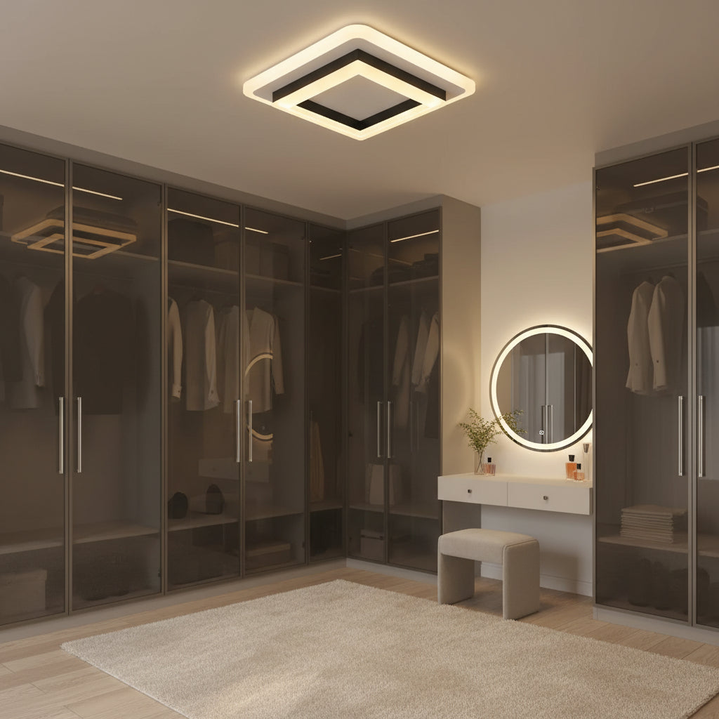 MODERNÍ LED Lustr 25W, Rozměry 19,5x19,5 cm, Čtvercový, Studené/Teplé/Neutrální světlo, Černé LED Lustry Výchozí název Alessandro Design