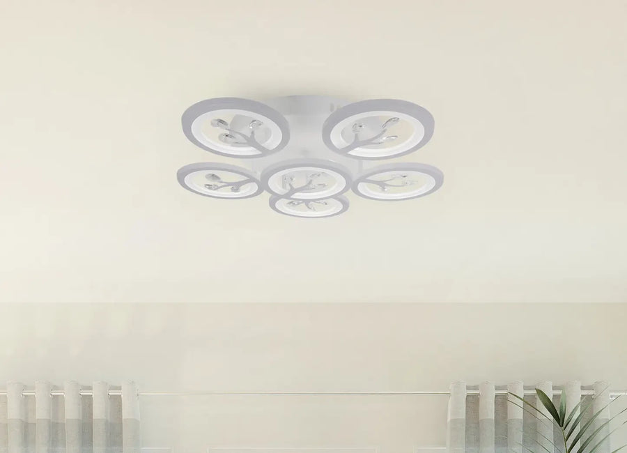 LED lustr s dálkovým ovládáním a krystalem DAISY 78W, 6 prvků, studené/teplé/neutrální světlo, stmívatelné, bílý LED lustr s dálkovým ovládáním Výchozí název Alessandro Design