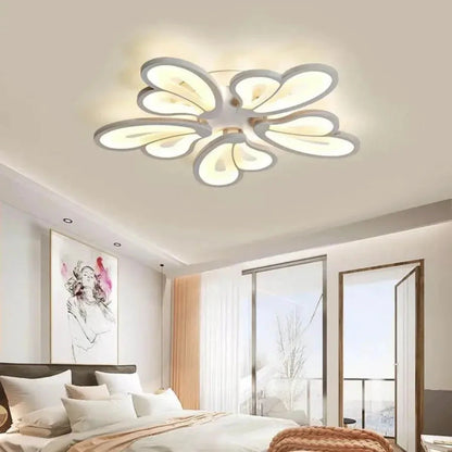 LED lustr s dálkovým ovládáním BLOSSOM 95W, 5 okvětních lístků, studené/teplé/neutrální světlo 3000K/4000K/6000K, stmívatelné, bílé, kovové a akrylové LED lustry s dálkovým ovládáním Výchozí název Alessandro Design