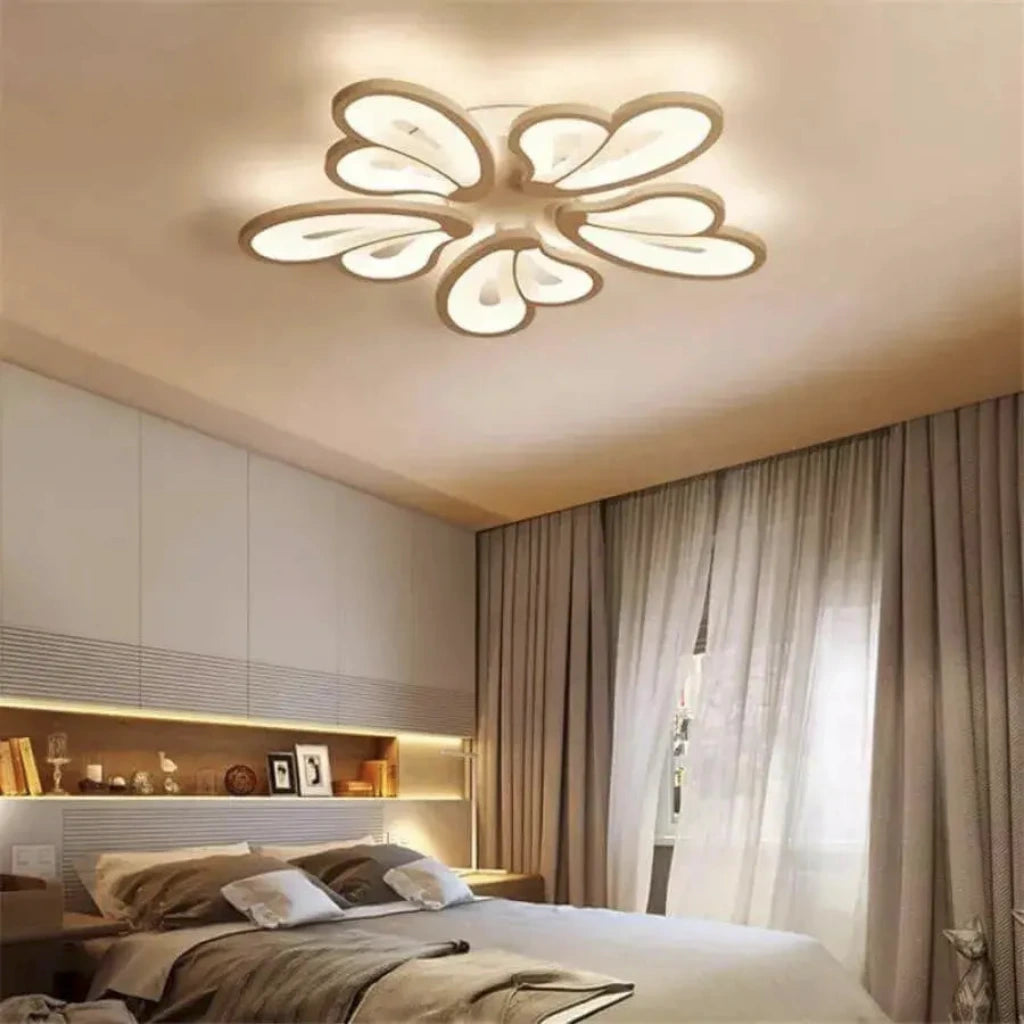 LED lustr s dálkovým ovládáním BLOSSOM 95W, 5 okvětních lístků, studené/teplé/neutrální světlo 3000K/4000K/6000K, stmívatelné, bílé, kovové a akrylové LED lustry s dálkovým ovládáním Výchozí název Alessandro Design