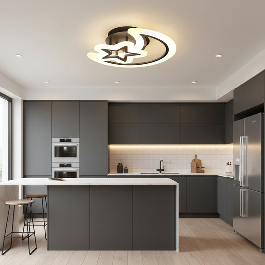 LED lustr s dálkovým ovládáním MOON AND STAR 59W, 2 Elements, Studené/Teplé/Neutrální světlo, Stmívatelné, Černé LED lustry s dálkovým ovládáním Výchozí název Alessandro Design