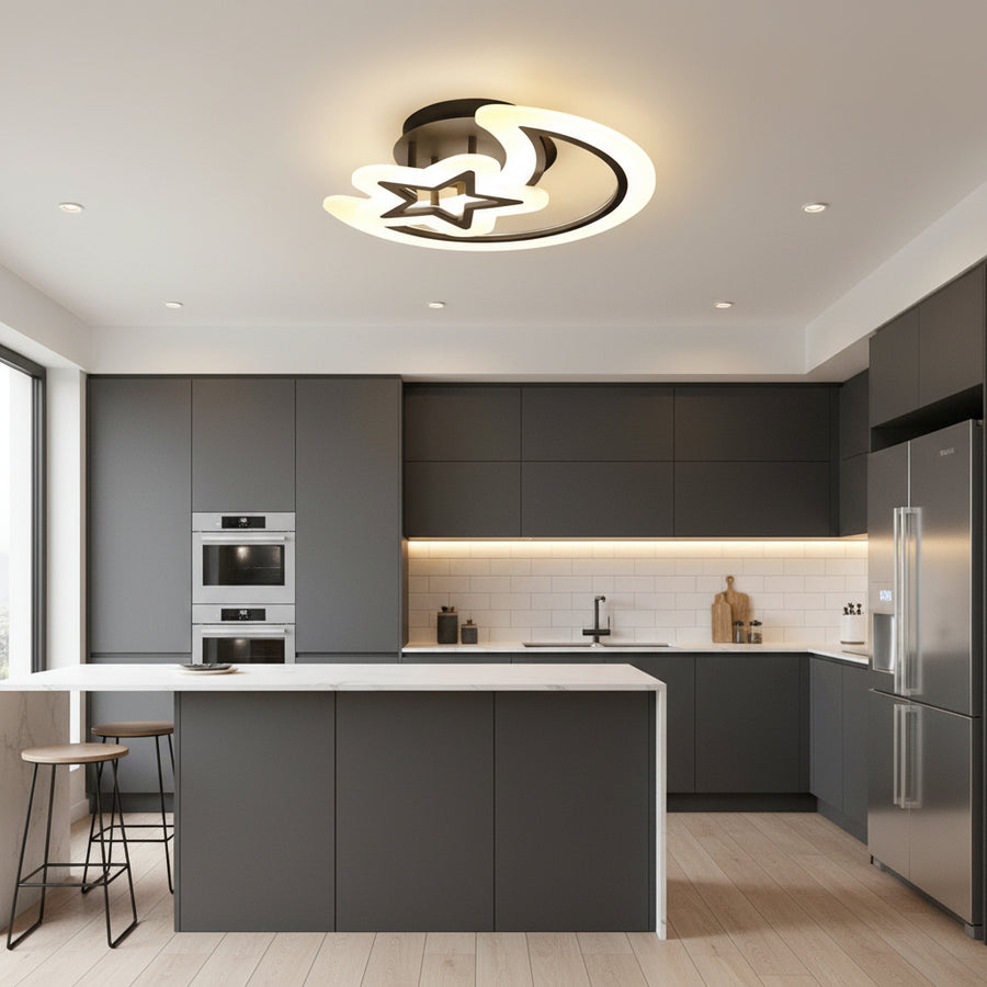 LED lustr s dálkovým ovládáním MOON AND STAR 59W, 2 Elements, Studené/Teplé/Neutrální světlo, Stmívatelné, Černé LED lustry s dálkovým ovládáním Výchozí název Alessandro Design