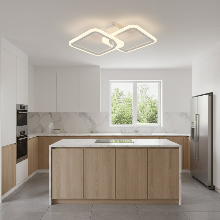 LED lustr s dálkovým ovládáním ZOE 41W, 2 čtverce, studené/teplé/neutrální světlo, stmívatelné, bílý LED lustr s dálkovým ovládáním Výchozí název Alessandro Design