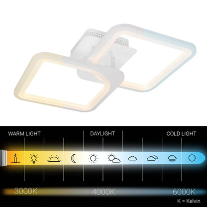LED lustr s dálkovým ovládáním ZOE 41W, 2 čtverce, studené/teplé/neutrální světlo, stmívatelné, bílý LED lustr s dálkovým ovládáním Výchozí název Alessandro Design