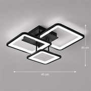 LED lustr s dálkovým ovládáním ZOE 46W, 3 čtverce, studené/teplé/neutrální světlo, stmívatelné, černá