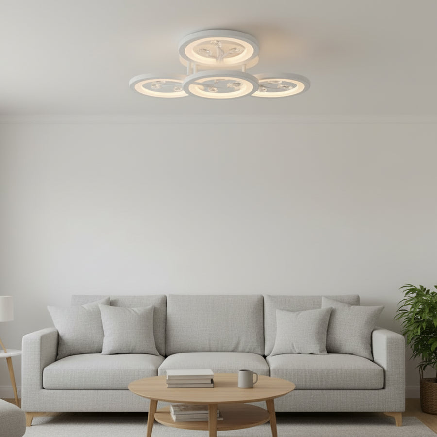 LED lustr s dálkovým ovládáním a krystalem DAISY 53W, 4 Elements, Studené/Teplé/Neutrální světlo, Stmívatelné, Bílý LED lustr s dálkovým ovládáním Výchozí název Alessandro Design