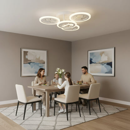 LED lustr s dálkovým ovládáním a krystalem DAISY 53W, 4 Elements, Studené/Teplé/Neutrální světlo, Stmívatelné, Bílý LED lustr s dálkovým ovládáním Výchozí název Alessandro Design