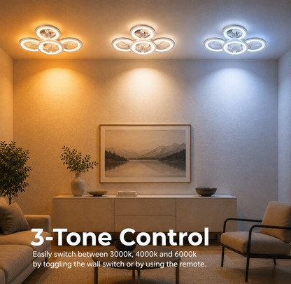 LED lustr s dálkovým ovládáním a krystalem DAISY 53W, 4 Elements, Studené/Teplé/Neutrální světlo, Stmívatelné, Bílá