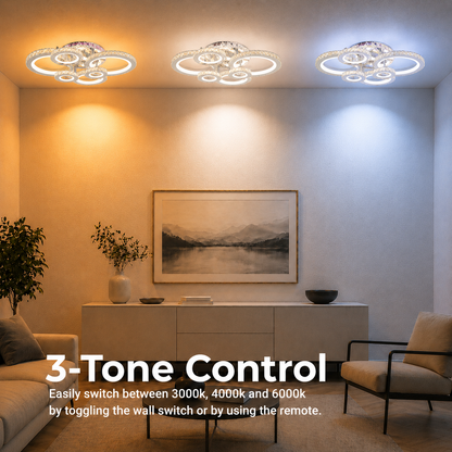 LED lustr s dálkovým ovládáním a krystalem NOVA ROTONDA RGB 144W, 6 kruhů, studené/teplé/neutrální světlo, stmívatelné, lesklý chrom LED lustry a krystaly Výchozí název Alessandro Design