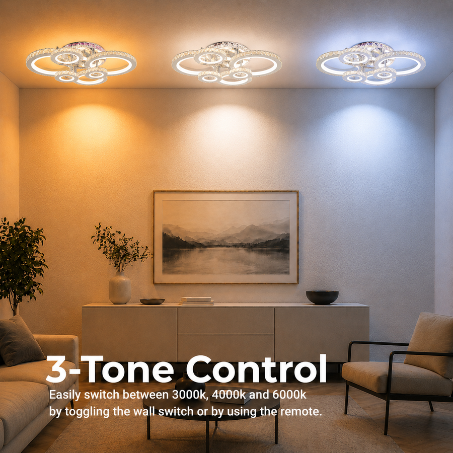 LED lustr s dálkovým ovládáním a krystalem NOVA ROTONDA RGB 144W, 6 kruhů, studené/teplé/neutrální světlo, stmívatelné, lesklý chrom LED lustry a krystaly Výchozí název Alessandro Design