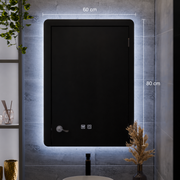 ARTEA dotykové obdélníkové LED zrcadlo, 60X80cm, systém odmlžování, stmívatelné, studené světlo 6000K