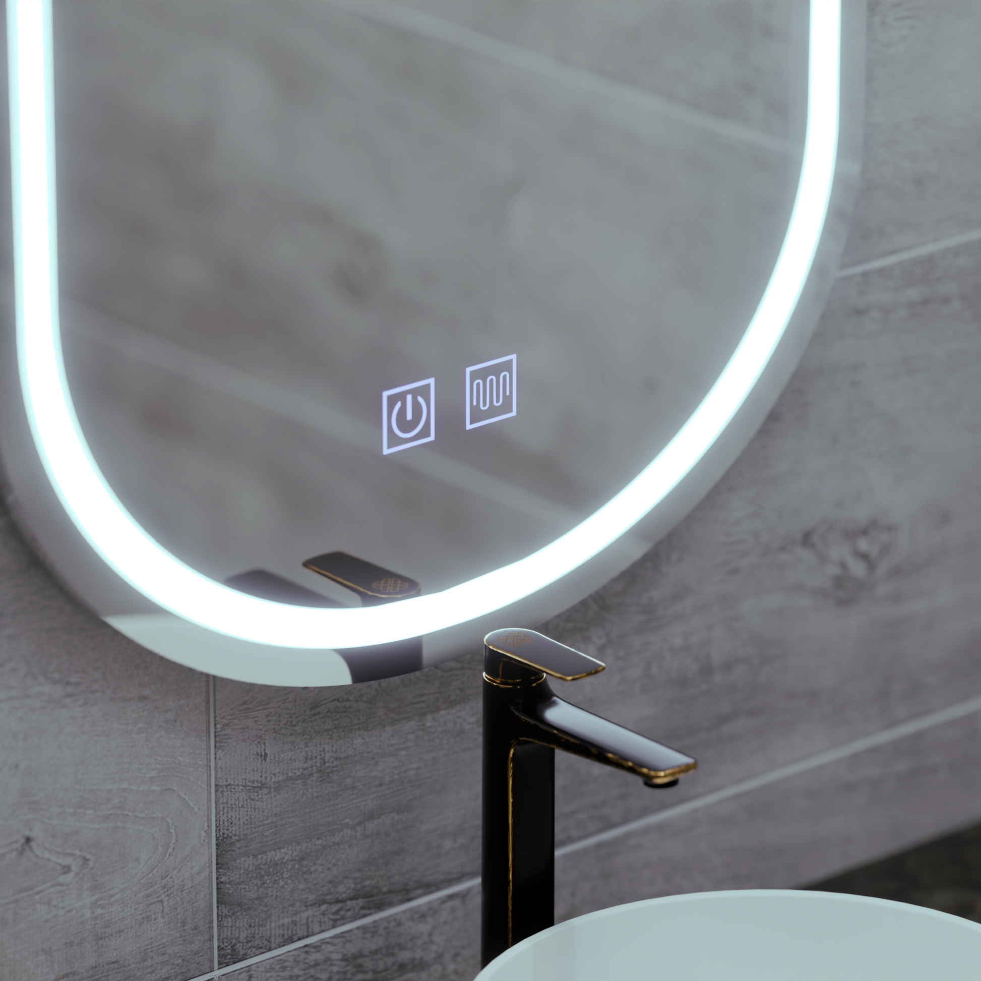 Oválné LED zrcadlo 50X80cm, Velara Touch, Demister System, Stmívatelné, Studené světlo 6000K Korman Mirrors E Výchozí název Alessandro Design