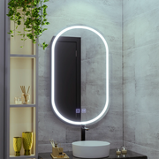 Oválné LED zrcadlo 50X80cm, Velara Touch, Demister System, Stmívatelné, Studené světlo 6000K
