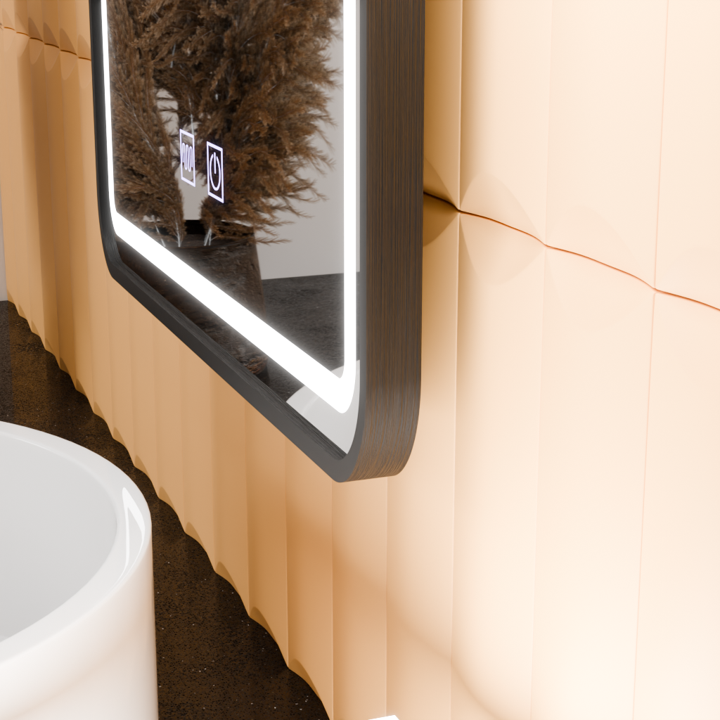 Obdélníkové LED zrcadlo, 50x70cm, EDGE Touch, Demister System, Černý rámeček Zrcadla Korman E Výchozí název Alessandro Design