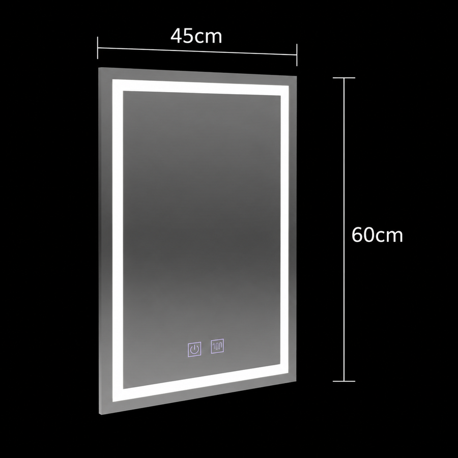 Obdélníkové LED zrcadlo, 45x60cm, RADIANTE Touch, Demister System, Stmívatelné