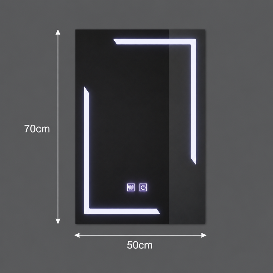 Obdélníkové LED zrcadlo, 50x70cm, ECLISSA Touch, Demister System, Stmívatelné
