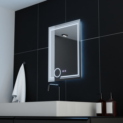Obdélníkové LED zrcadlo, 60x80cm, CANTO Touch, Demister System, Stmívatelné